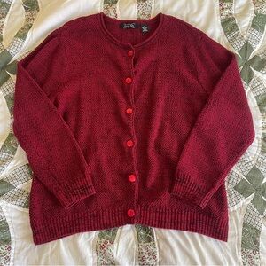 VTG Women's Red Button-Up Sweater Cardigan Size 1X